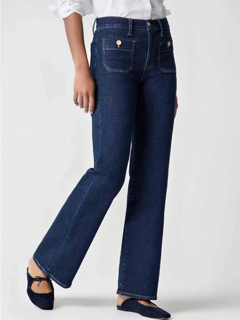 J.Crew Premium Edition Slim Wide Leg Sailor Jeans Dark Wash 28P EUC